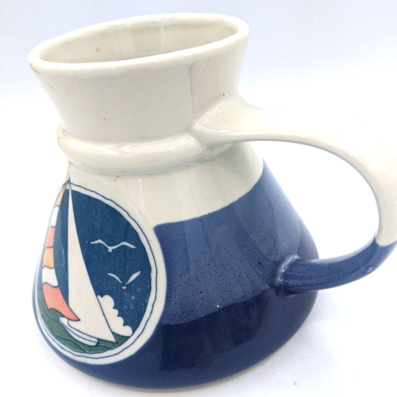 Vintage 1980s Otagiri Japan Spill-Safe Travel Coffee Mug Sailboat Art - Picture 4 of 10